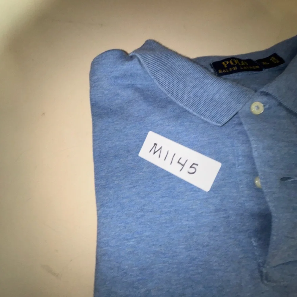 Ralph Lauren Men's Polo in Heather Blue with Pink Logo